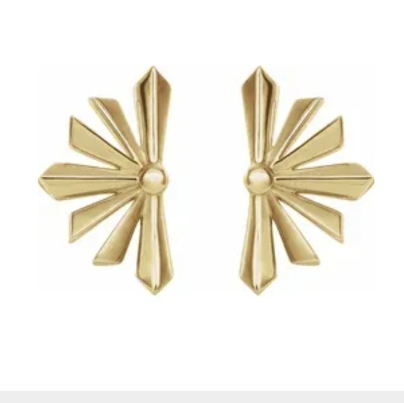 14K Solid Gold Sunstar Earrings - "Morning Light" - Picture 6 of 11